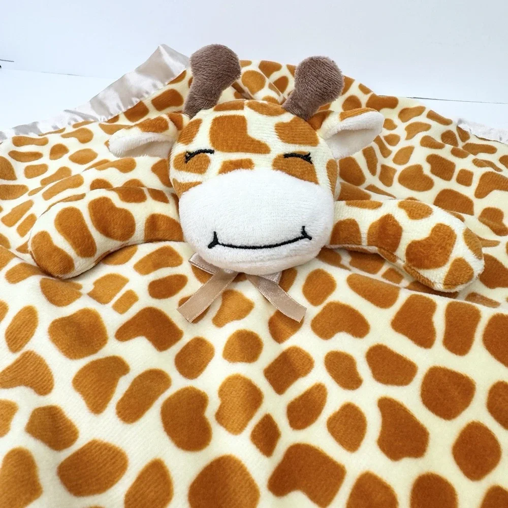Pro Goleem Giraffe Plush Lovey Security Blanket Satin Trim Bottom